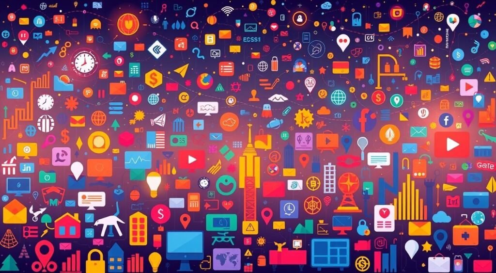 A vibrant and dynamic digital illustration showcasing the most in-demand remote work fields. A vast landscape of interconnected icons and symbols representing a diverse array of professions - from software development and digital marketing to online tutoring and virtual assistance. The foreground features prominent job categories rendered in bold, colorful shapes, while the background contains a mosaic of smaller, complementary icons hinting at the breadth of opportunities available in the remote work sphere. Warm, inviting lighting and a subtly futuristic aesthetic convey the promise and potential of this evolving employment landscape. The composition is balanced and visually engaging, inviting the viewer to explore the myriad possibilities for remote work in the global marketplace.